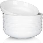 Cibeat 22 Ounce Porcelain Pasta Bowls Set 6 Pack Premium Ceramic Large Capacity Plates for Salad and Soup, Serving Bowl, Microwave & Dishwasher Safe (White)