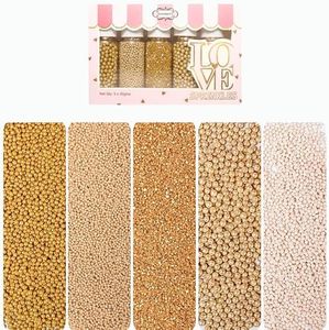 Confect Pearl Sprinkles | Assorted pack of 5 Golden Sunshine Disco Ball Mashup Sprinkles Mix Champagne Gold Dragees Golden Sparkling Sugar - 3.5 Oz