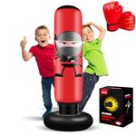 EIVONDA Punching Bag for Kids 160cm Inflatable Ninja Kids Punching Bag with Boxing Gloves for Practicing MMA Karate Taekwondo and to Relieve Pent Up Energy (Red)