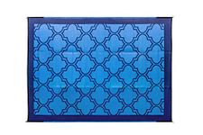 Camco 42856 Reversible Outdoor Mat (9' x Lattice Blue Design), Blue Lattice, 9' x 12'