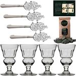 ALANDIA Premium Absinthe Spoons Glasses Set | 4x Absinthe Glasses | 4x Absinthe Spoons | 1x Absinthe Sugar Cubes | 1x Drinking instructions card for the Absinthe ritual