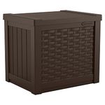 Suncast 22-Gallon Small Deck Box - Lightweight Resin Outdoor Storage Deck Box and Seat for Patio Cushions, Gardening Tools and Toys - Java Brown