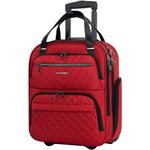 KROSER Carry On Underseat Multi-functional, 16-inch Underseater Lightweight Overnight Suitcase for Women, Red, 16 in