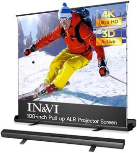 IN&VI Tab-Tension Portable ALR Manual Pull Up Projector Screen,Outdoor Projector Screen 100in 178°Viewing Angle Portable Movie Screen 3D/4K HD 16: 9 Wrinkle-Free Design for Backyard Night