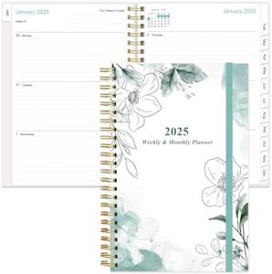 2025 Planner - A5 Weekly & Monthly Planner & Journal to Track Goals, January 2025 - December 2025, Medium 6.4" x 8.5", Teal Floral
