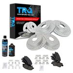 TRQ Front Rear Ceramic Brake Pad Performance Coated Rotor Kit w/Chemicals