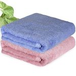 HEELIUM Bamboo Bath Towel | Lightweight & Quick Drying | Ultra Absorbent Towel | 140 x 70 cm - 400 GSM | Pack of 2 - Peach, Iris