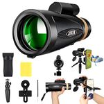 30X60 Monocular Telescope with Smartphone Holder Tripod Waterproof Compact HD Binoculars Scope for Adults Bird Watching Travelling Hunting Hiking Concert