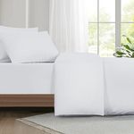 Aisbo Superking Duvet Set with Sheet - White 4 Pieces Microfiber Bedding Set for Super King Bed, Includes Duvet Cover, Fitted Sheet and Pillowcases