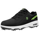 Fenlern Men's Golf Shoes Non-Slip Water-Resistant Lightweight, Black White 11