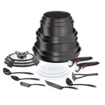 Tefal Daily Chef L7629542 22-Piece Induction Cookware Frying Pan & Sauce Pan Set, Black