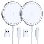 Magnetic Wireless Charger for iPhone: Mag Safe Charger Fast Charging Pad 2 Pack Compatible with iPhone 16 15 14 13 12 Pro Max Plus & Airpods 2 3 Pro (No Adapter)