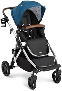 Mockingbird Single-to-Double Stroller 2.0 - Modular Full-Size Baby Stroller for 1, 2 or 3 Kids - Includes Cup Holder - Sea