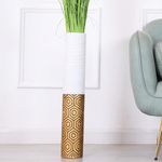 Leewadee Decorative Tall Floor Vase for Living Room Decor, 65 cm, Black Gold, Resin