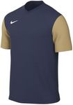 NIKE DH8035-411 M NK DF Tiempo PREM II JSY SS T-Shirt Men's Midnight Navy/Jersey Gold/White Size S