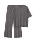 PRETTYGARDEN Women's 2 Piece Outfits Casual Short Sleeve Pullover Tops and Wide Leg Pants Lounge Sets Tracksuits (Dark Grey,X-Large)