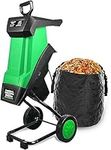 Garden Shredder Wood Chipper, 2400W Electric Wood Leaf Branch Chipper Shredder Mulcher with 40mm Cutting Width, Multifunctional Leaf Branch Shredder, Includes 50L Collection Bag