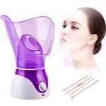 Facial Steamer, FLYZOE Spa Facial Steamer Warm Mist Face Steamer, Home Sauna SPA Face Humidifier Sprayer, Moisturizing Cleaning Pores with Timer and Remove skin dirt, 4 Piece blackhead remover.