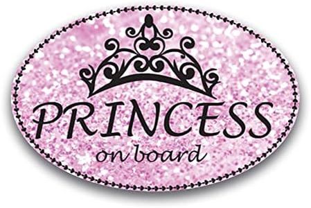 Magnet Me Up Princess On Board Car Magnet Sparkly Glitter Deca, Pink Oval, 4x6 Inches, Heavy-Duty Automotive Magnet for Car, Truck, SUV, Refrigerators, Other Surfaces Cute Driver Magnet