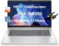 HP 17 Laptop (17.3" HD+ Touchscreen, Intel Pentium N5030, 32GB RAM, 2TB SSD, UHD Graphics) Home & Business, 1-Year Office 365, Long Battery Life, Webcam, Numpad, IST HDMI, Win 11 Home S Mode, Silver