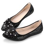 Kivors Womens Ballet Flats Shoes Rhinestone Wedding Ballerina Fold Up Shoes Foldable Sparkly Comfort Slip On Ladies Loafers