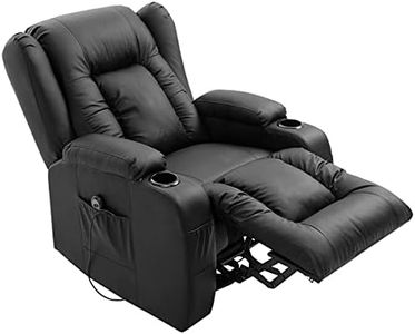 Electric Massage Chair Armchair PU Leather Recliner Sofa Lift Motor Armchair 8 Point Heating Seat Black