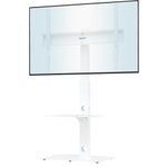 BONTEC Universal Floor TV Stand for 30-70 inch LED OLED LCD Plasma Flat Curved Screens, Height Adjustable Tall TV Stand with 2-Tier Tempered Glass Shelves up to 40KG, Max VESA 600x400mm (White)