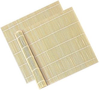 Sushi Mat Bamboo, 9.5 x 9.5 Inch Natural Sushi Rolling Mat Sushi Making Tool for Home Sushi Making (Non Stick 2 Pieces )