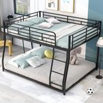 LostCat Full XL Over Queen Bunk Beds for Adults, Heavy-Duty Metal Bunk Bed for Boys Girls Teens Bedroom Dormitory, Storage Space, Noise Free, Easy Assembly, Black