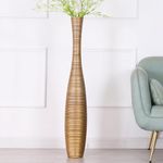 Leewadee Decorative Tall Floor Vase for Living Room Decor, 105 cm, Gold, Resin