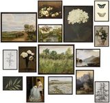 LANCHI95 15 Pcs Vintage Wall Art Decor, Vintage Posters for Room, Vintage Art Prints, Moody gallery wall art, Wall Print for Bedroom, Eclectic French Country Botanical Painting (Unframed)