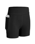 KEREDA Girls Shorts Girl' Cycling Shorts Kids Pe Shorts for Yoga Sports Bike School 7-14 Years Black