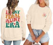 MOUSYA Womens Aunt Sweatshirt In My Feral Aunt Era Shirt Cool Auntie Sweatshirt Women Auntie Gifts Tee, Apricot, Medium