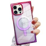 BITOBE Compatible with iPhone 14 Pro Max Clear Case,Cute Gardient Magnetic Phone Case Compatible with MagSafe for Women Girls Men Camera Protection Back Cover 6.7'' Pink Purple