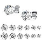 Studs Earrings for Women Mens, 6 Pair Stainless Steel Earrings Silver Stud Earrings Sets Cubic Zirconia Gifts Diamond Earrings Mens Earrings Studs Small Earrings for Women Men