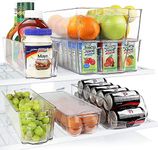 Greenco GRC0250 Fridge Bins, Stackable Storage Organizer Containers with Handles for Refrigerator, Freezer, Pantry and Kitchen Cabinets, BPA, Standard, Clear