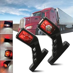 Krtopo 2X 9LED Luces de Marcador Laterales 24V Trailer Lámpara Lateral de Tres Lados Tres Colores Advertencia Amarillo Blanco Luz roja para Camión RV Caravan