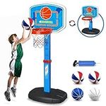 QDRAGON Kids Basketball Hoop, Adjustable Height Toddler Basketball Hoop with 4 Balls/2 Nets, Indoor Outdoor Basketball Toys