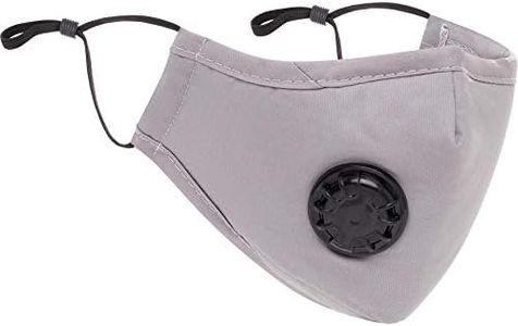 Cloth Mask Grey - with PM 2.5 Reusable, Washable Cotton Face Mask - 3 Pieces with 2 Filters - Adjustable Ear Bands & Nose Bridge - Removable Air Valve Protects Against Pollutants & Particles