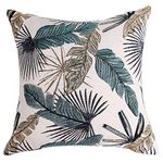 Yeiotsy Cushion Case for Sofa Bed, Tropical Leaf Cushion Cover Decorative Pillow Case Jacquard Chenille (Teal)