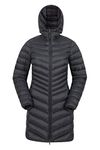 Mountain Warehouse Florence Womens Winter Long Padded Jacket - Water Resistant Rain Coat, Lightweight Ladies Jacket, Warm, 30C Heat Rating - for Outdoors, Walking Jet Black 12