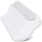 Ankle Socks Mens Trainer Socks Breathable Cotton Low Cut Socks (6 Pairs) Non Slip No Show Socks with Arch Support (6 White)