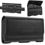 Mopaclle Phone Holster for Galaxy A73 5G/A71 A72/ A42/ A32/A23/ A33/ A42/ A12 / A03/ A53/ LG Stylo 6/ K62/ Moto G22, Leather Cell Phone Belt Clip Pouch with ID Cards Holder (Fits w/ Otterbox Case)