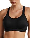 WingsLove High Support Sports Bra for Women Wireless Adjustable Criss Cross Back Running Workout Bra No Bounce, Black, 36DDD