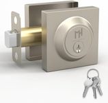 Mega Handles - ROBELL Deadbolt I Entry Deadbolt Lock - Heavy Duty Square Locking Deadbolt for Left or Right-Handed Doors - Interior/Exterior - Satin Nickel