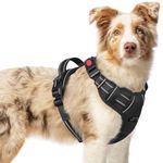 rabbitgoo Dog Harness Medium Breed, No Pull Pet Harness with 3 Buckles, Adjustable Soft Padded Dog Vest with Instant Control Handle, Easy Walking Reflective Pet Vest, Black, M