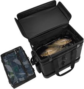 Gonex Fishing Tackle Bag for Freshwater/Saltwater with Detachable 3700 Tackle Box Pouch, Rod Pouch & Live Fish Storage Liner, Dual Carrying Fishing Gear Storage Bag (Black)