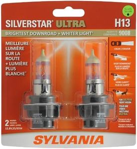 SYLVANIA - H13 SilverStar Ultra - High Performance Halogen Headlight Bulb, High Beam, Low Beam and Fog Replacement Bulb, Brightest Downroad with Whiter Light, Tri-Band Technology (Contains 2 Bulbs)