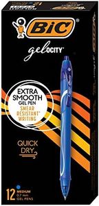 BIC Gelocity Quick Dry Blue Gel Pens, Medium Point (0.7mm), 12-Count Pack, Retractable Gel Pens With Comfortable Full Grip