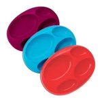 Boon PLATTER Edgeless Nonskid Divided Plate, Purple/Blue/pink